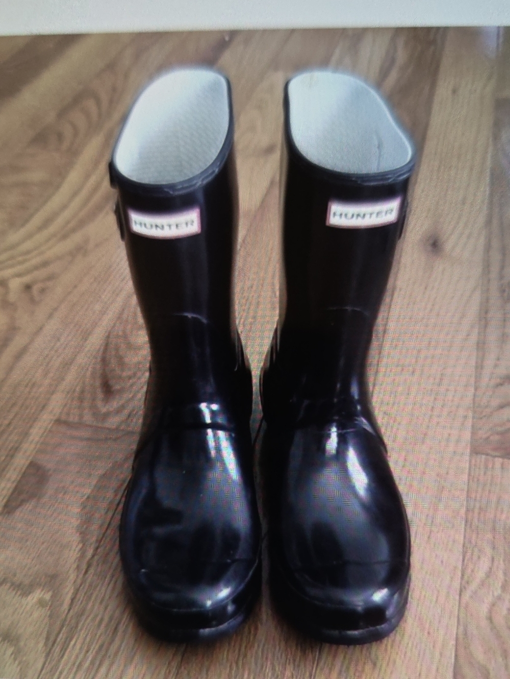 Hunter Kids Black Gloss Wellington Rain Boots